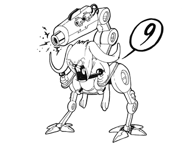 Mecha bunny #9 bunny cartoon character character deaign design illustration ink rabbit robot sketch traditional