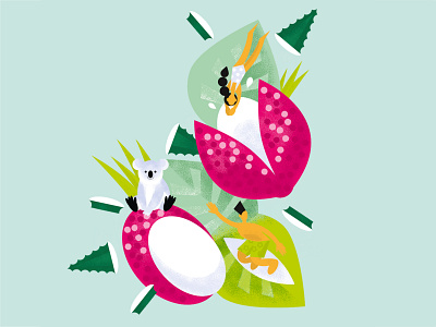 Lychee Vibes art branding design food fruit fruits graphic design human illustration illustrator koala packaging vector