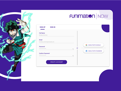 Daily UI Challenge - Funimation SignUp