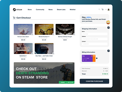 Steam Checkout - Redesign games redesign redesign concept steam ui uidesign uiux