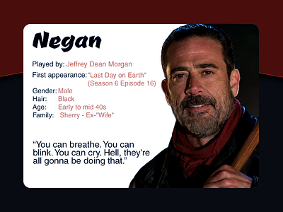 Negan Card - For week 0 of CGVentures cgventures