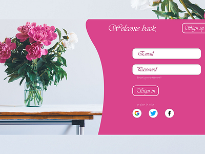 Flower shop sign in page design sign in sign in screen sign in ui ui web