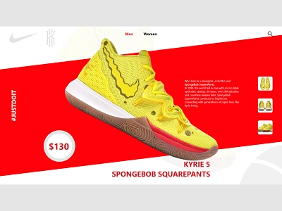 KYRIE 5 SPONGEBOB SQUAREPANTS cover art cover design cover page kyrie kyrie irving kyrie5 nike nike shoes red shoe snickers spongebob spongebob squarepants web yellow