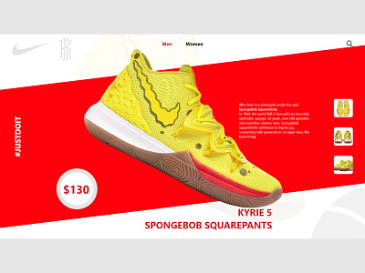 KYRIE 5 SPONGEBOB SQUAREPANTS cover art cover design cover page kyrie kyrie irving kyrie5 nike nike shoes red shoe snickers spongebob spongebob squarepants web yellow