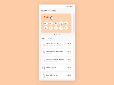 Boba Punch Card app design flat illustration illustrator indesign ui ux xd