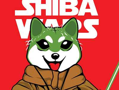 Yoda inu graphic design mascot shiba starwars vector yoda