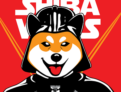 Shibarth Vader art darthvader mascot shiba starwars vector