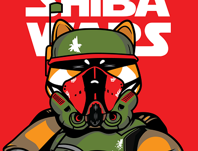 Shiba Fett art illustration mascot shiba starwars vector