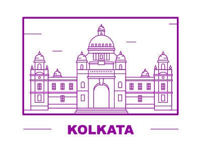 Victoria Memorial - Kolkata city clean design flat graphic illustration illustrations kolkata line art vector victoria memorial