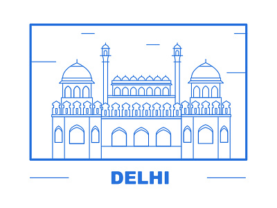 Red Fort - Delhi app capital cities design flat illustration india line lines minimal vector