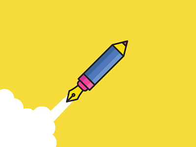 Rocket - Pen and pencil design flat illustration line lines minimal vector vibrant