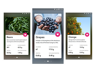 Health Card - Material Design android app card design fruits health illustration material design ui ux