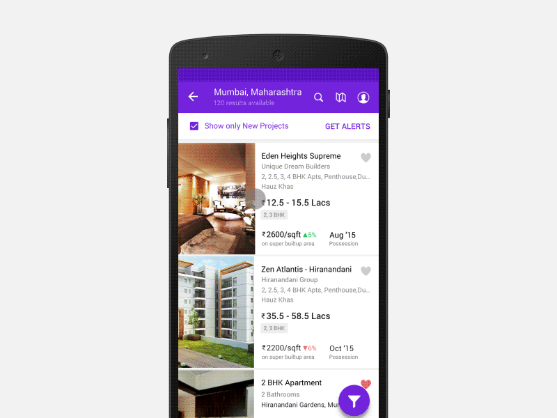 List view - Android app design flat housing illustration material design ui ux vector