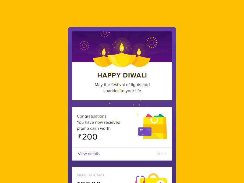 Happy Diwali - Pull to refresh animation cards crackers diwali fireworks gif pull to refresh ui ux