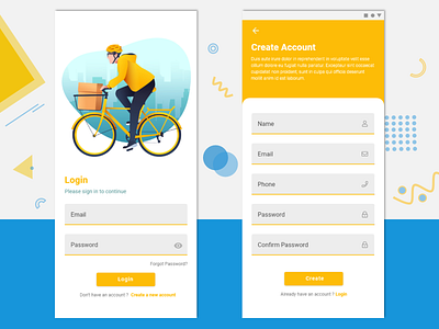 Mobile Login and Registration Pages create account login mobile design mobile ui registration page