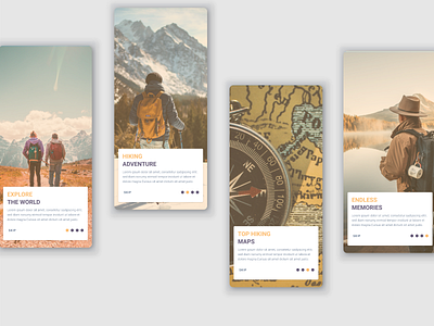 On-boarding screens for a hiking mobile app hike hiker hiking onboarding ui ui ux uidesign