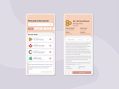 Screen design for a  job listing app