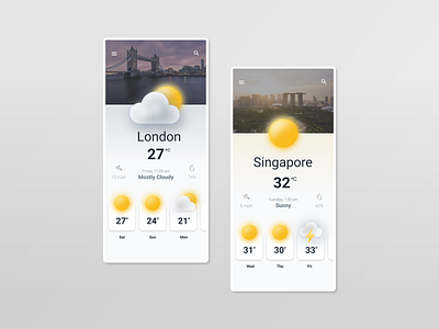 Weather Screen UI material ui minimal minimalism minimalist minimalistic ui ux ui design weather weather app weather forecast