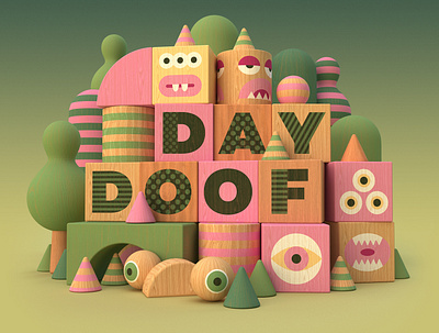 Day Doof 3d brand festival fun illustration logo monsters typography