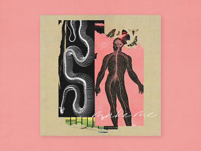 JDG — Make Me album art album cover butterfly collage design illustration music organic pastel skeleton snake typography vintage