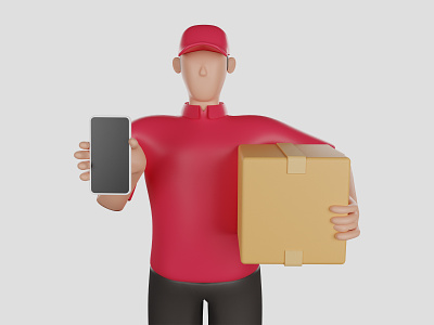 Delivery Courier 3d illustrations 3d model box courier deliver delivery express fast package sale shipment shipping