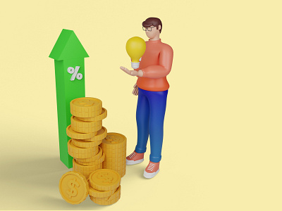 3d Illustrations. Concepts of invest analysis