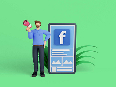 Social Media marketing with facebook ads 3d 3d character 3d illustrations 3d rendering ads business digital facebook illustration instagram marketing meida mic promotion sales social speaker uiux