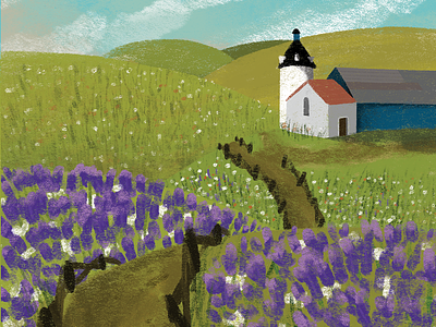 French Countryside country digital family farm fields france grignols history illustration lavender painting pastel