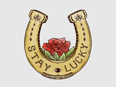 Life Motto 2 - Color color drawn flora horseshoe illustration life luck motto type