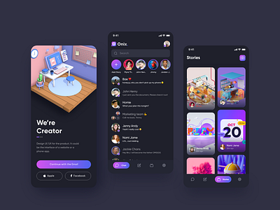 Onix Chat 3d 3d artist 3d modeling concept dark theme design dribbble trend ui uiux