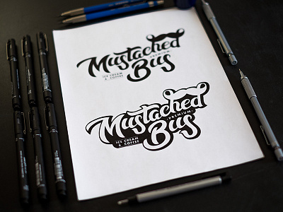 Mustached Bus design handlettering handmade lettering sketch type typography
