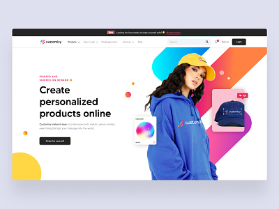 Customizy colorful design modern online store pod print on demand printing shop ui