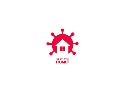 STAY AT HOME, DUDE ! brand identity branding corona covid 19 icon illustration logo logotype mark minimalist logo red simple logo vector virus