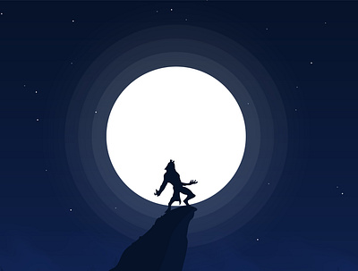 Wolfman Flat design flat design flat design landscape flat design night wolfman