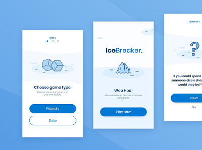 Mobile app design - IceBreaker branding design flat design flat icon illustration ui ux vector web illustration website design