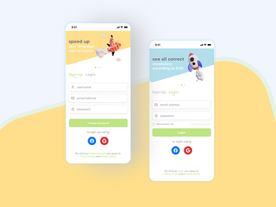 Simple Sign Up & Login Page 3dillustration app challenge dailyui design dictionary graphic design graphicdesign illustration loginpage mobileapp signup u ui