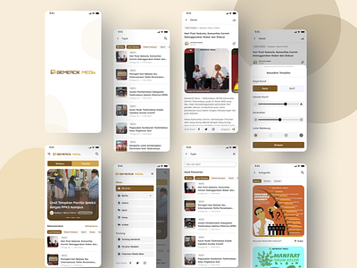 Redesign Gemercik News Mobile App branding brown company design graphic design graphicdesign interface mobile app news redesign simple design ui ux