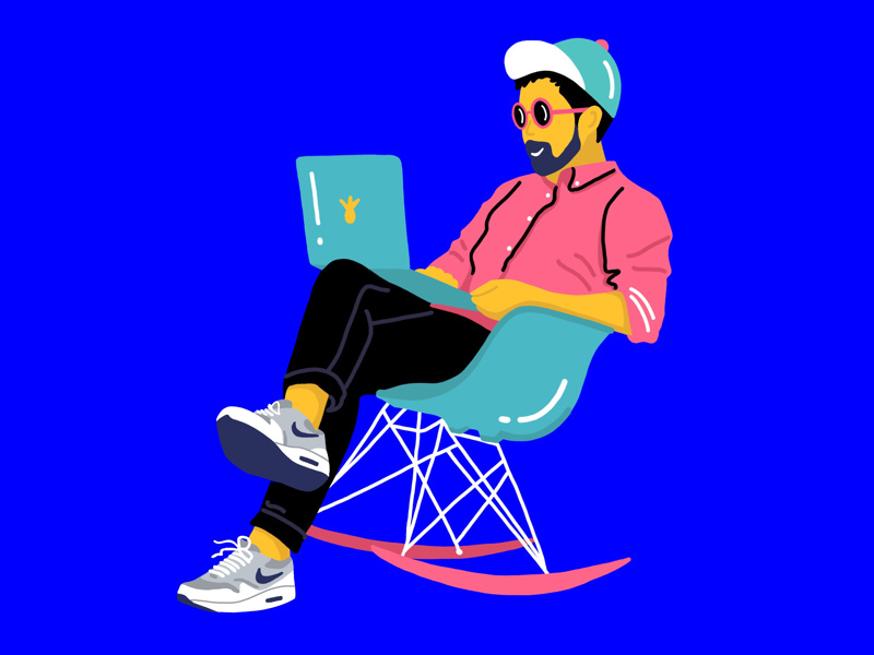 UX Designer procreate illustration bright colors hipster nike simple pinapple guy designer