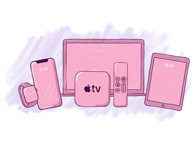 Pink Apple Devices procreate sketching pink watch appletv ipad iphone devices apple
