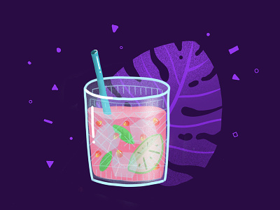 Cocktail cocktail drink gin illustration pink procreate purple