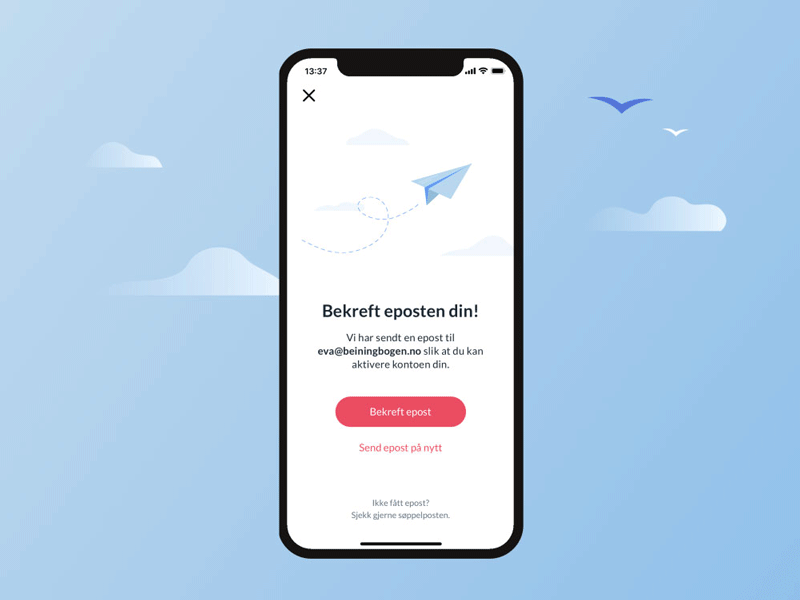 Confirm Email Popup - Weekly UI/UX after affects animation confirmation ios paper plane popup simple ui ui ui ux design ui animation ux weekly challenge