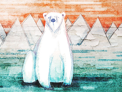 Sad Polar Bear bear digital painting doodle photoshop polar bear sketch sunrise sunset textures