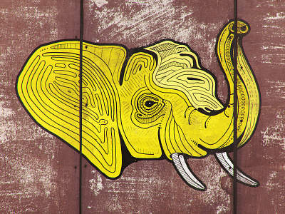 Elephant Graffiti animal doodle elephant graffiti grunge pachyderm sketch yellow