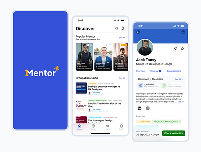 “1Mentor” Online Mentoring App app design graphic design ui ux