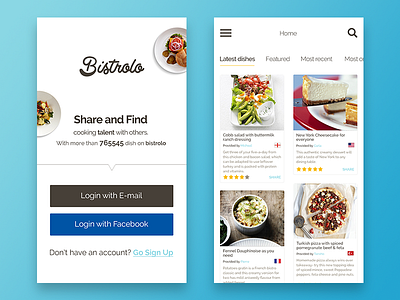 Bistrolo for mobile bistro cards flat foods grid ios mobile ui ux