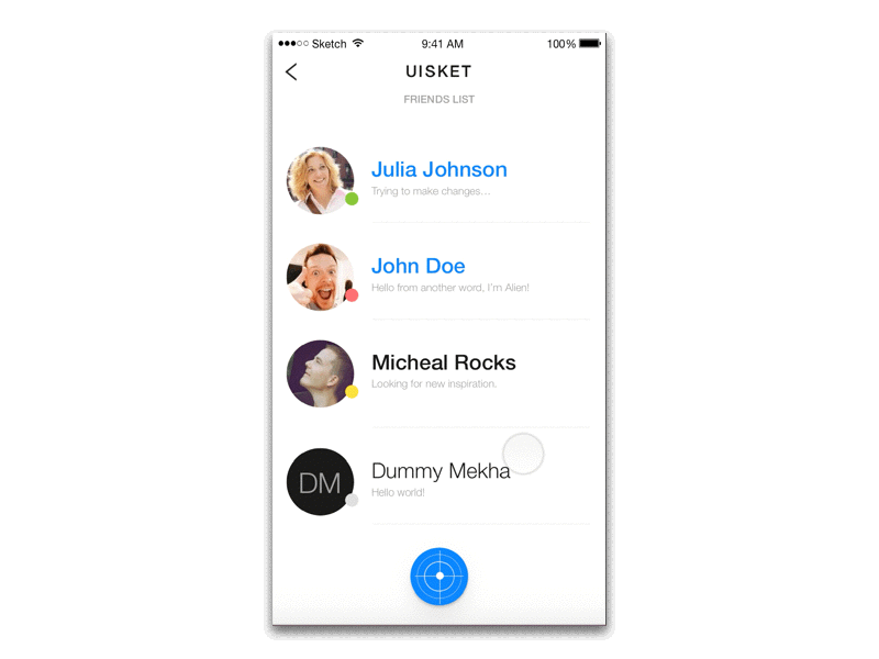 Active chats radar view using Principle chat gif interactive ios list mobile principle prototype sketch ui ux