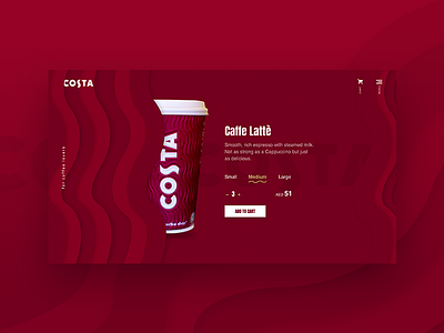 Costa product page redesign cafe cart coffee costa cup latte order price ui ux web