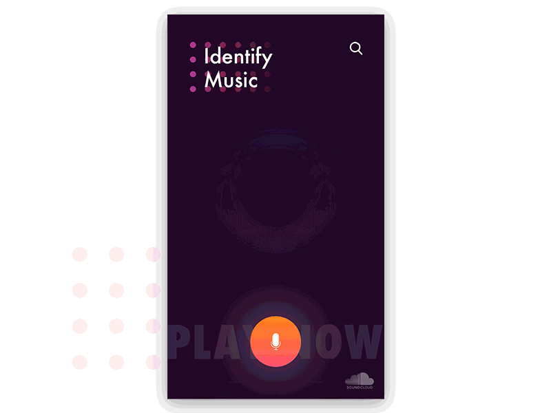 Identify Music for Soundcloud animation ai animation app artificial intelligence dark identify listen music soundcloud ui ux