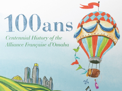 Alliance Francaise d'Omaha book book cover hand drawn illustration pen watercolor