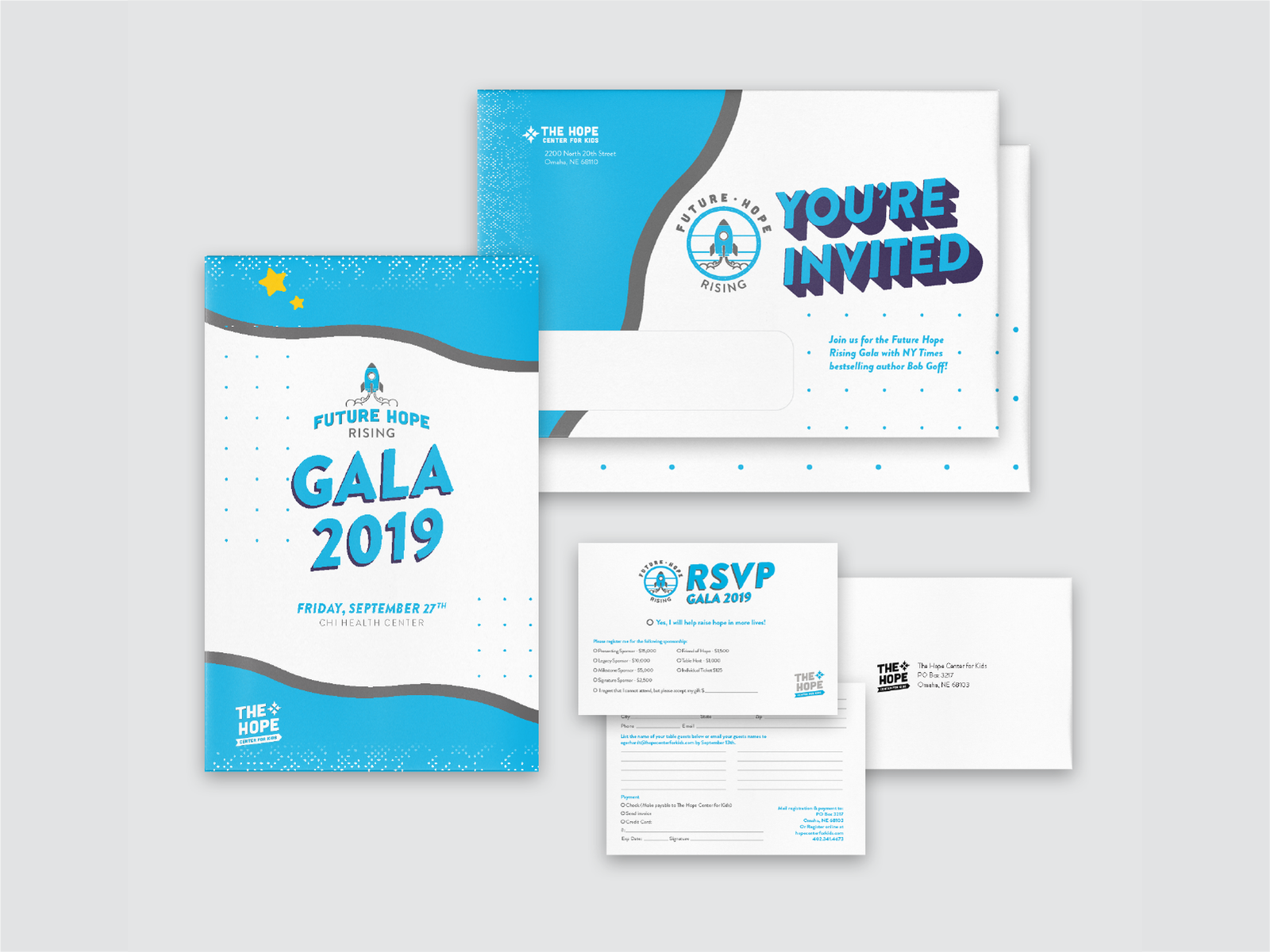 2019 Hope Center Gala Invitation by Liz Hunt for DayCloud Studios on